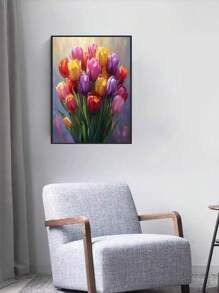 1 件 DIY 钻石画套件，水钻刺绣郁金香花，家居装饰，全钻，11.8*15.7 英寸 - 彩色 - 查看 3