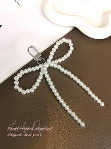 Modischer & süßer Kunstperlen Schleife Schlüsselanhänger Handyhänger, geeignet für tägliches Tragen, Geburtstags Geschenk, DIY Taschen Anhänger, Liebenswertes Accessoire Geschenk, Vintage Anhänger für Frauen und Mädchen Schleifen
