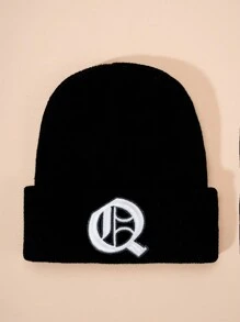 1 件哥特式刺绣 26 个英文字母儿童针织帽，男孩/女孩户外保暖休闲无檐小便帽，适合日常穿着，冬季服装 - 黑色 - 查看 22