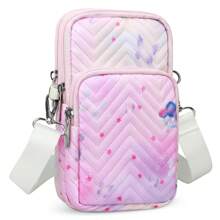 Printed Mobile Phone Bag Shoulder Bag Wallet Card Bag Coin Purse Crossbody Bag Mini Bag - Pink - View 1