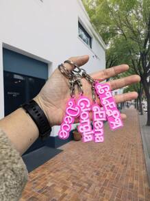 1pc Customizable Pink Acrylic Name Keychain, Double-Layer Personalized Letter Keychain With Multiple Fonts, Cute Pendant Keychain Customization Gift, Back To School Gift, Birthday, Romantic Valentine's Day Holiday Customization Gift