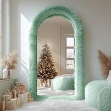 Melodieux Full Length Mirror 63"X24" Free Standing Furry Floor Mirror Chic  Faux Fur Framed Wall Mounted Full Body Mirror Leaning Hanging Wall Mirror For Bedroom Entrance