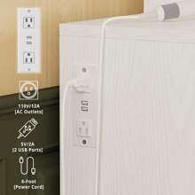 LIKIMIO Dresser With LED Lighted Mirror & Power Outlet, 6 Drawer Dresser For Bedroom Hallway Entryway, White - trắng - Xem 5