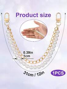 SinHo 1 Piece Faux Pearl Purse Chain Light Gold/Silver Handbag Straps Metal Shoulder Crossbody Bags Short Handle Replacement Charms Accessories For Women - Multicolor - View 3