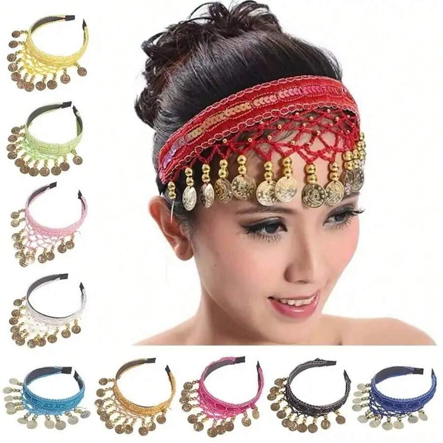 1 Stück Bohemian Stil Strass Kopfkette - Vintage Perlen Stirnband für Frauen, geeignet für Partys, Bühnenauftritte, Bauchtanz, Tanzkopfschmuck