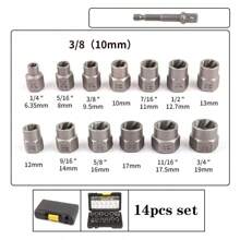 14Pcs 1/4 Inch Drive Nut And Bolt Extractor Socket Set - Negro - Ver 2