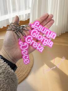 1pc Customizable Pink Acrylic Name Keychain, Double-Layer Personalized Letter Keychain With Multiple Fonts, Cute Pendant Keychain Customization Gift, Back To School Gift, Birthday, Romantic Valentine's Day Holiday Customization Gift