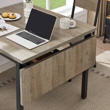 Folding Dining Table, Kitchen Table Foldable Dining Room Dinner Drop Leaf Tables For Small Spaces,Seats 2-6 People,63.2'' L X 35.5'' W X 30.5'' H,Rustic Brown - Grey - View 5