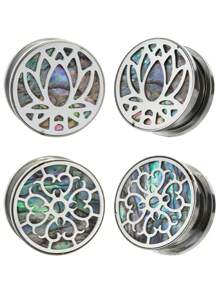 1 Coppia Di Orecchini Con Totem Di Benedizione E Motivo Lotus In Acciaio Inossidabile E Madreperla Colorata, Gioielli Per Il Corpo Unisex Adatti Per Uso Quotidiano E Come Regalo - Calibri per le orecchie - Visualizzare 6