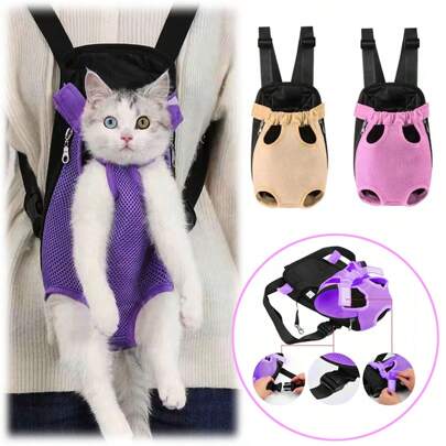 New Pet Outdoor Chest Backpack, Cat And Dog Backpack, Mesh Breathable And Comfortable Backpack, Portable Backpack For Outdoor Use Cat Carrier Cat Backpack Bike Trailer