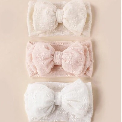 3pcs/Set Baby Double Layer Bow Design Elastic Hair Bands Love Valentine