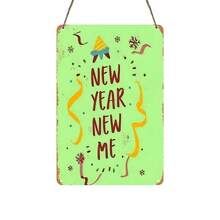 新年房间装饰 - 1 件新年新我亚克力标牌，矩形亚克力墙面艺术牌匾，装饰壁挂适合家庭、房间、餐厅、酒吧
