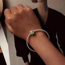 bamoer 1 pièce Pendentif Charm Arbre de Vie Argent Sterling 925 Vert avec Trèfle à Quatre Feuilles Chanceux et Perles Zirconia, Compatible avec Bracelet et Collier Originaux, Cadeau de Bijouterie DIY
