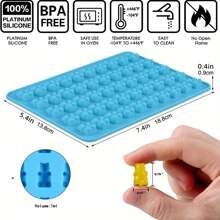 硅胶小熊软糖模具，不粘巧克力小熊软糖模具，用于制作小熊巧克力果冻饼干，配有 7 种颜色的泰迪熊形状迷你硅胶模具