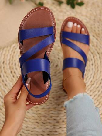 欧美风格女士夏季休闲舒适平底凉鞋圆头低跟鞋沙滩鞋