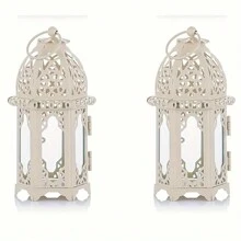 4 件迷人摩洛哥风格透明玻璃烛台，复古锻铁玻璃烛台 - 多功能茶灯台，装饰烛台配件，适用于室内外装饰，婚礼、派对和活动的完美选择，无需电力或电池 - 彩色 - 查看 11