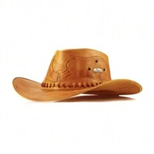 Unisex Country Hat In Genuine Leather, Carrot Color, Barretos Kapell Line - Carrot - View 3