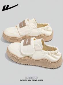 WARRIOR 1 双女式白色帆布鞋，带钩环设计，低帮休闲鞋，户外平底鞋，夏季透气一脚蹬运动鞋，滑板风格，时尚舒适的女士帆布运动鞋，厚底街头潮流女士帆布运动鞋