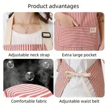 1 Delantal de lino universal anti-manchas para restaurante, cafetería, camarero y uso doméstico en la cocina - Suministros de limpieza para cocina doméstica y comercial, con estilo y práctica. Exquisito diseño a rayas que resalta la calidad de vida. Correa ajustable en el hombro para adaptarse a diferentes necesidades corporales. Ya sea un cocinero en casa o un chef profesional, puede hacerte lucir elegante