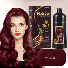 Meidu Champú de tinte de cabello rojo vino de 16.9 oz/500ml unisex, cubre las canas, tinte de cabello instantáneo, tinte de cabello de larga duración 3 en 1, tinte de cabello semi-permanente, champú de cabello rojo vino - Burdeos - Ver 2