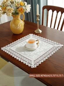 1 件欧式 100% 涤纶面料，带荷叶边装饰桌布，适用于厨房、餐桌、书桌、咖啡桌、梳妆台、梳妆台围巾、家居装饰、餐垫、客厅、卧室、庭院、室内室外、户外家具、露营、别墅、节日、派对、橱柜、家庭聚会、节日装饰、派对和婚礼装饰、清新设计、方形、矩形、派对桌布 - 米色 - 查看 3