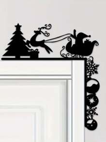 HELLOYOUNG 1 件精美金属雪橇装饰墙贴，迷人门角装饰，节日派对，迷人的门框角装饰，优雅的金属壁挂，家居装饰，房间装饰，墙壁装饰 - 模型 - 查看 2