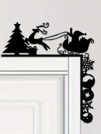 HELLOYOUNG 1 件精美金属雪橇装饰墙贴，迷人门角装饰，节日派对，迷人的门框角装饰，优雅的金属壁挂，家居装饰，房间装饰，墙壁装饰