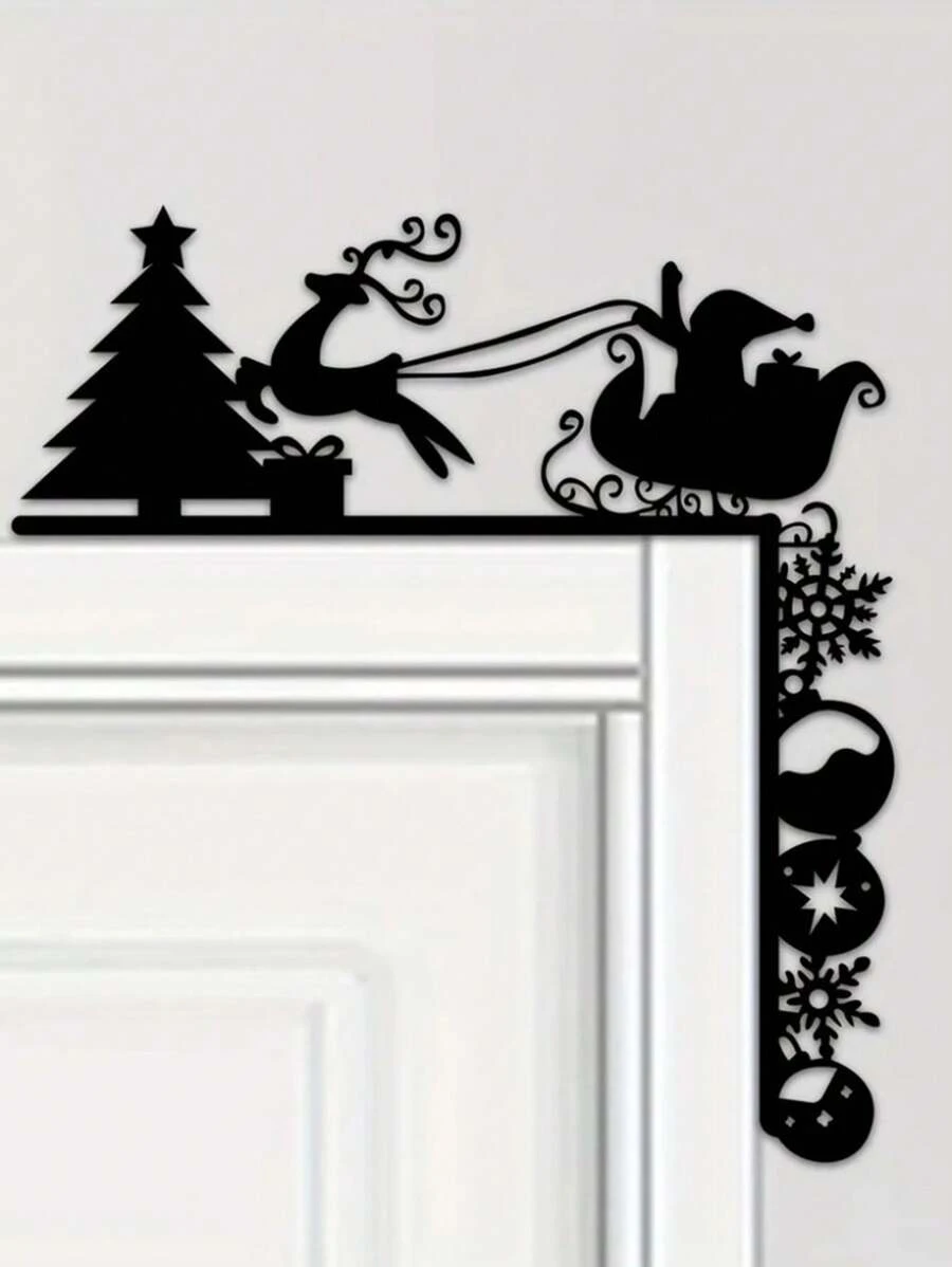 HELLOYOUNG 1 件精美金属雪橇装饰墙贴，迷人门角装饰，节日派对，迷人的门框角装饰，优雅的金属壁挂，家居装饰，房间装饰，墙壁装饰