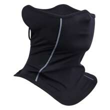 摩托车骑行冬季全脸面罩保暖摇粒绒男女款颈部保暖器，冬季，男女通用颈部保暖器，滑雪面罩，滑雪用管状围巾，摩托车，户外 - 黑色 - 查看 3
