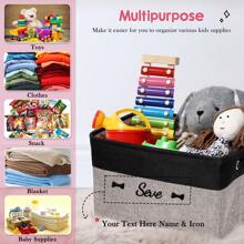 1PC Spersonalizowane niestandardowe pudełko do przechowywania dla chłopców i dziewcząt, spersonalizowane haftowane imię pojemnik na zabawki z uchwytami, organizer do przechowywania zabawek, składany kosz do przechowywania, prostokątny pojemnik na zabawki, ubrania, książki