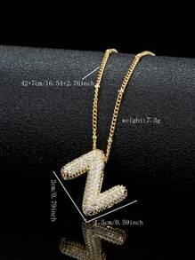 1 chiếc vòng cổ bằng đồng mạ vàng 18K thời trang có mặt dây chuyền 26 chữ cái, dành cho cả nam và nữ, phù hợp để đeo hàng ngày - Vàng - Xem 31