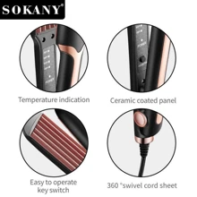 SOKANY Haarglätt-Clipstrecker mit doppeltem Zweck, Haarstyling-Clip mit Negativionen-Dampf-Haarglätter, keramischer Strecker SOKANY1906