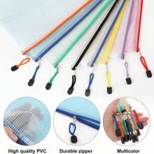 Mesh Zipper Pouch Waterproof Plastic Document Pouch Multipurpose For Travel Storage Office Appliances Home Organize Bags
