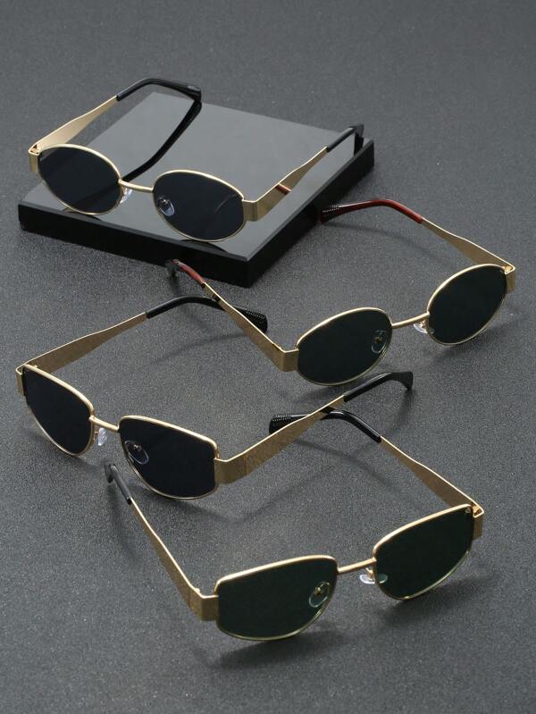 Juego de 4 piezas, juego de 3 piezas, juego de 2 piezas de gafas de moda con marco metálico unisex, apropiadas para usar como accesorio diario, para todas las estaciones, playa de verano, al aire libre, viajes