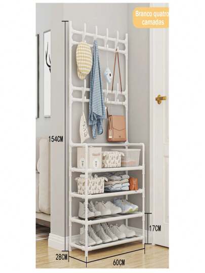 4 /5 camadas Novo rack de armazenamento multifuncional para sapatos e chapéus, cabide de roupas simples integrado