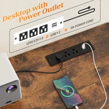 EnHomee 16 Fabric Dresser Long Drawers TV Stands With Power Outlet & USB And Wood Top For Bedroom, Living Room, Media TV Console Table With Storage, White Dresser