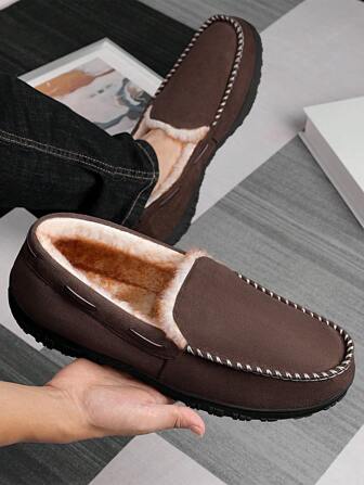Pantuflas cálidas de hombre tipo mocasín, zapatos de casa para hombre, pantuflas con memoria de espuma para interior y exterior