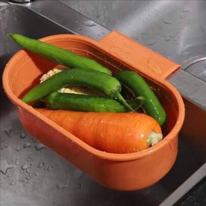 2 件套厨房水槽悬挂式沥水篮，创意收纳篮，用于清洗水果蔬菜