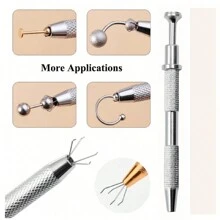 2 件小方形抓取笔、IC 芯片撬棍、螺丝和精密电子元件零件拾取镊子、电容器和集成电路夹钳、四爪固定工具、耳环佩戴辅助套件