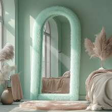 Melodieux Full Length Mirror 63"X24" Free Standing Furry Floor Mirror Chic  Faux Fur Framed Wall Mounted Full Body Mirror Leaning Hanging Wall Mirror For Bedroom Entrance