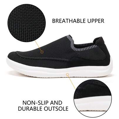 BEJINASH Men's Slip-On Walking Shoes, Lightweight Breathable Go Walk Shoes With Arch Support,Comfortable Casual Loafers Shoes