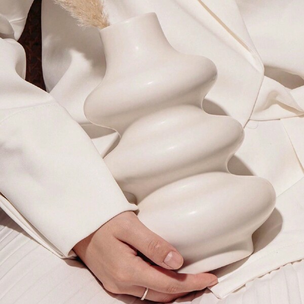 1 pezzo Vaso da fiori in stile bohémien bianco, adatto per l'erba delle Pampas, ideale per matrimoni e decorazione della casa, si adatta alla decorazione centrale rotonda per soggiorno, camera da letto, tavolino da caffè