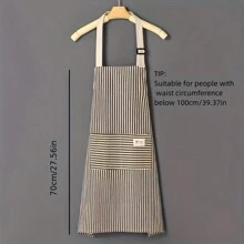 1 Delantal de lino universal anti-manchas para restaurante, cafetería, camarero y uso doméstico en la cocina - Suministros de limpieza para cocina doméstica y comercial, con estilo y práctica. Exquisito diseño a rayas que resalta la calidad de vida. Correa ajustable en el hombro para adaptarse a diferentes necesidades corporales. Ya sea un cocinero en casa o un chef profesional, puede hacerte lucir elegante