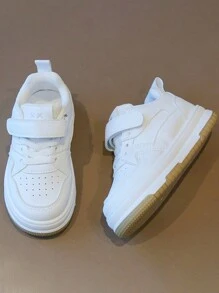 1 Pair New White Sneakers, Non-Slip Lightweight Girls/Boys Casual Soft Sole Board Shoes