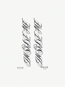 1pc Men's Herbal Temporary Tattoo, Extra Large Gothic Letter Design, Suitable For Arms, Waterproof And Sweat-Proof, Lasts Up To 14 Days - Black - View 4