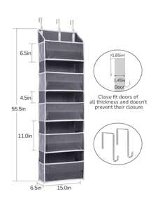 1 Túi đựng đồ treo cửa có 5 ngăn lớn và 10 ngăn lưới bên hông, sức chứa 44lbs, túi treo có cửa sổ trong suốt, thích hợp để đựng đồ chơi trẻ em, giày dép, tã bỉm, màu xám đậm, 5 ngăn, họa tiết trái tim, thích hợp cho ngày Valentine. - Xám - Xem 2