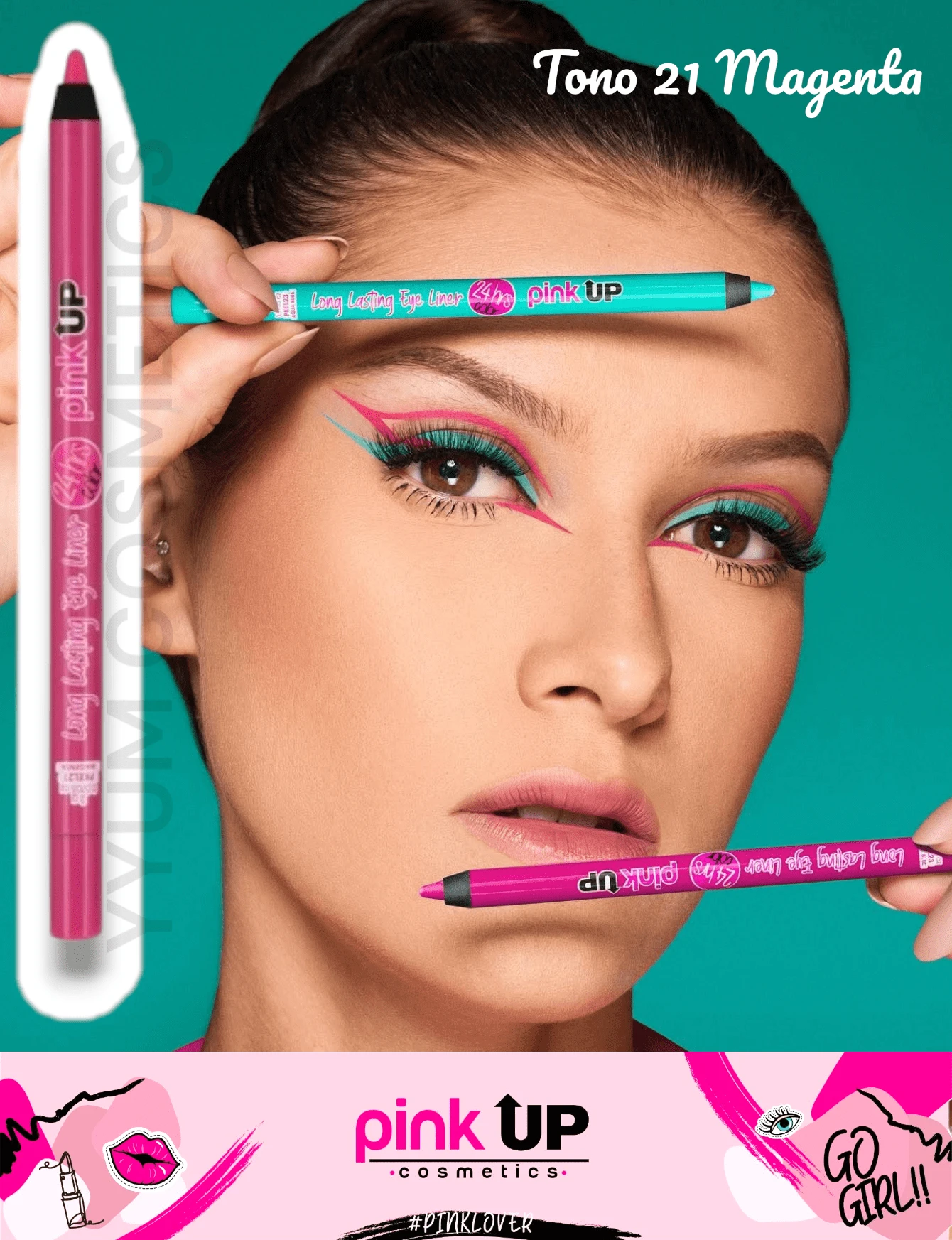 Pink Up Long Lasting Eye Liner, 24 Hrs Color, Long-Lasting Eyeliner Pencil, High Pigmentation Waterproof Eye Liner - Magenta - View 1