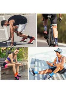 2 pares de calcetines deportivos de media caña para hombres, calcetines deportivos cómodos y antideslizantes con absorción de impactos para hombres, para baloncesto, fútbol, entrenamiento y running al aire libre - Multicolor - Ver 6