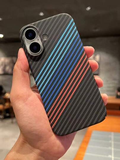 Minimalist Personalized Ultra-Thin Skin-Feel Carbon Fiber Texture Phone Case, Compatible With Apple 11/12/13/14/15/16 Pro Max, Creative Full-Body Shockproof Protective Cover