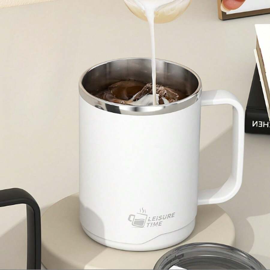 1个不锈钢可折叠咖啡杯，带密封盖，可作办公杯、茶杯、牛奶杯或旅行杯 - 彩色 - 查看 1